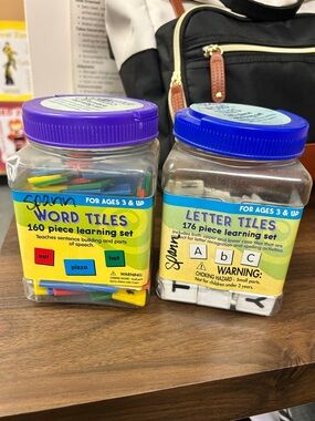 Letter & Word Tiles Learning Set for Kids - Blue, Purple